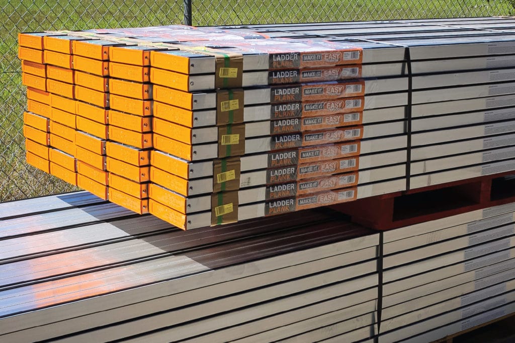 Durable aluminium planks by Protector Aluminium used for scaffolding, decking and outdoor projects.