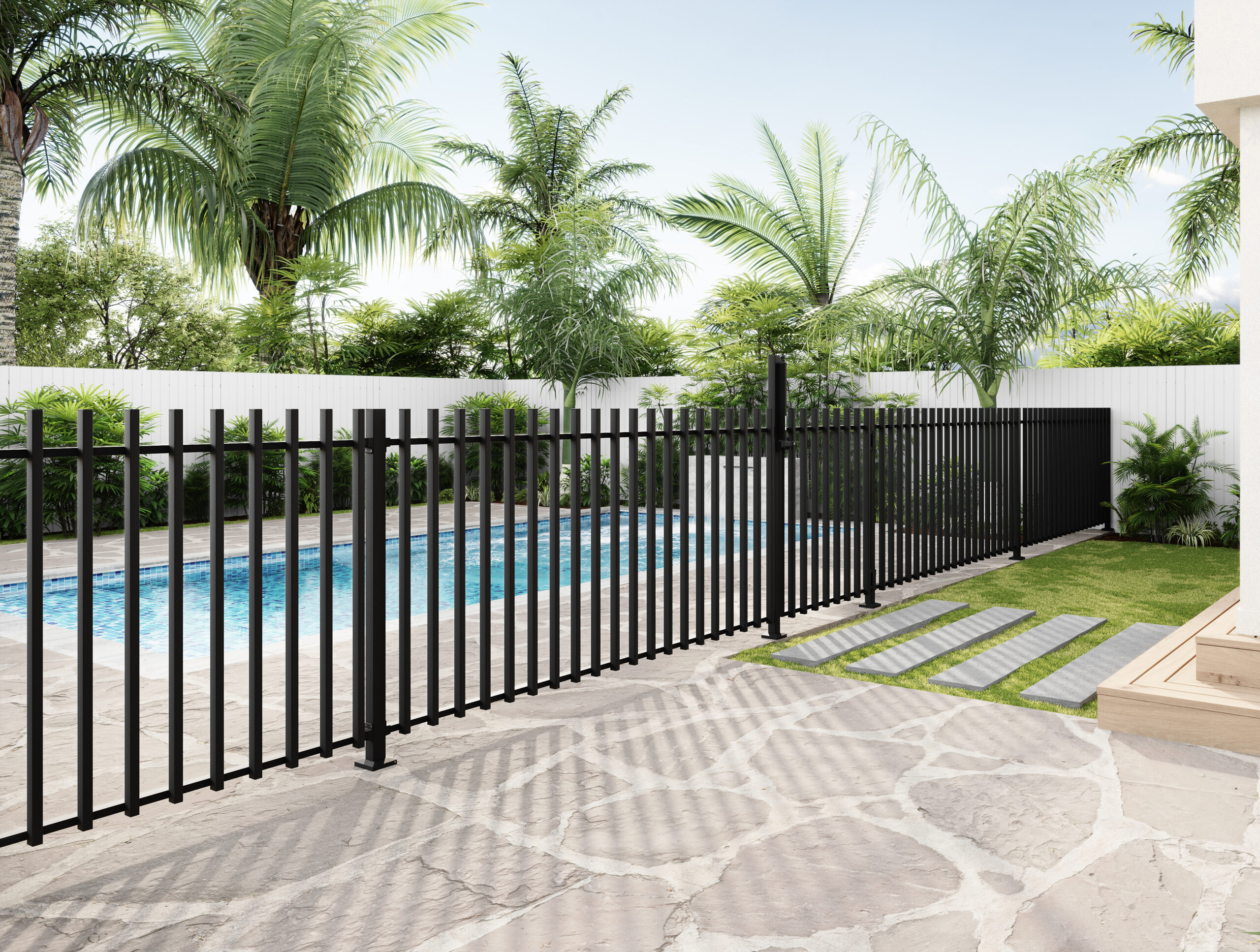 Pool Batten Fence Black