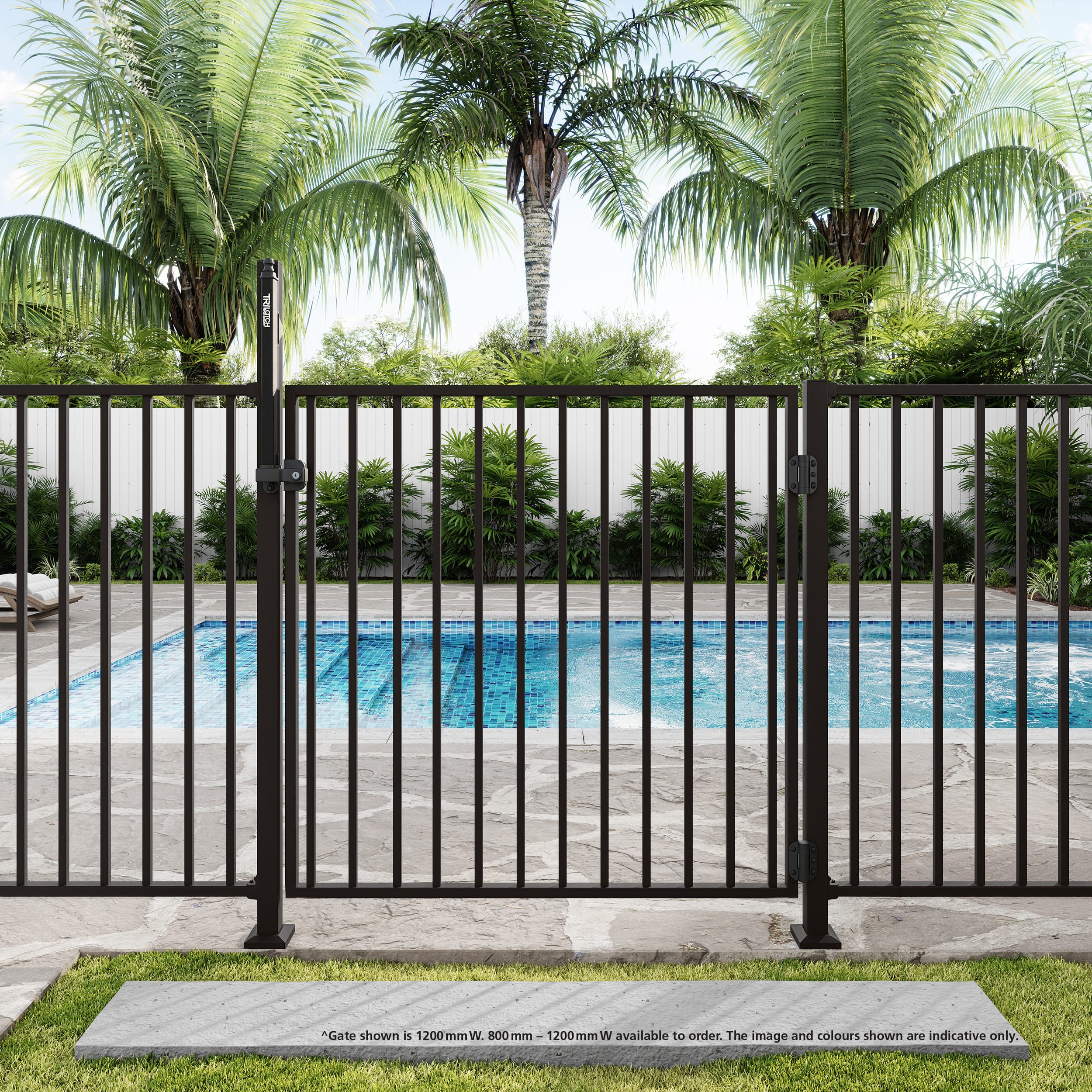 Flat Top Square Picket Satin Black Front